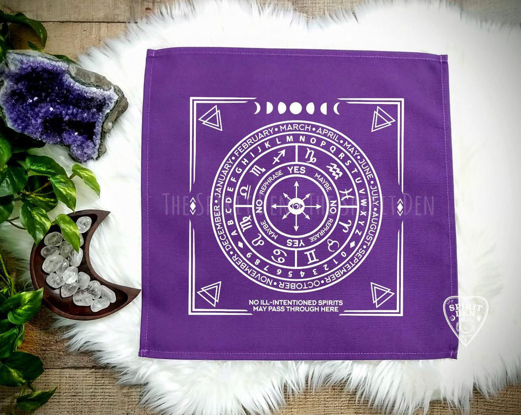 Pendulum | Divination Map | Purple Cloth (White Design) - The Spirit Den