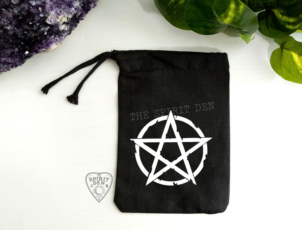 Pentacle Black Single Drawstring Bag