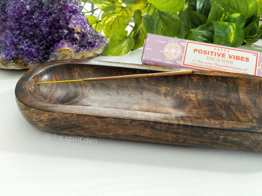 Wooden Multi-use Spiritual Vessel Double Incense Burner - The Spirit Den