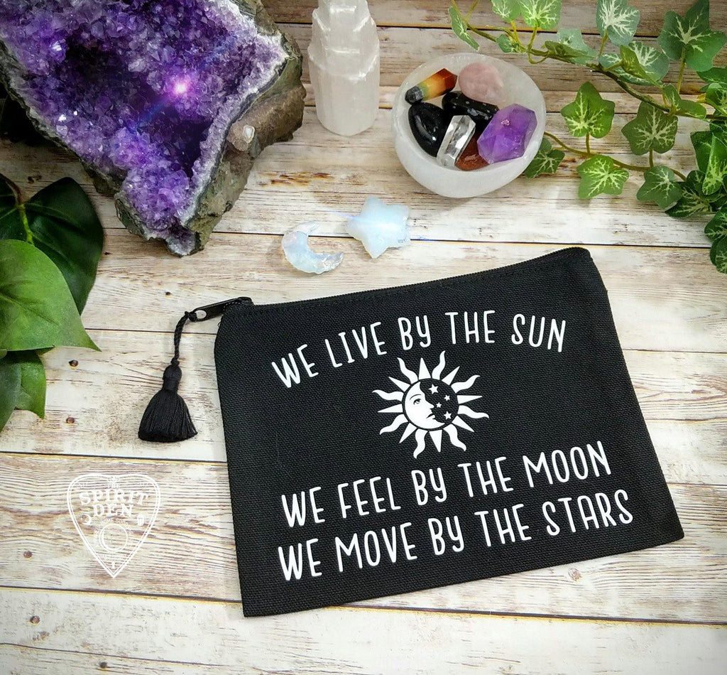 We Live By The Sun Feel By The Moon Move By The Stars Black Canvas Bag - The Spirit Den
