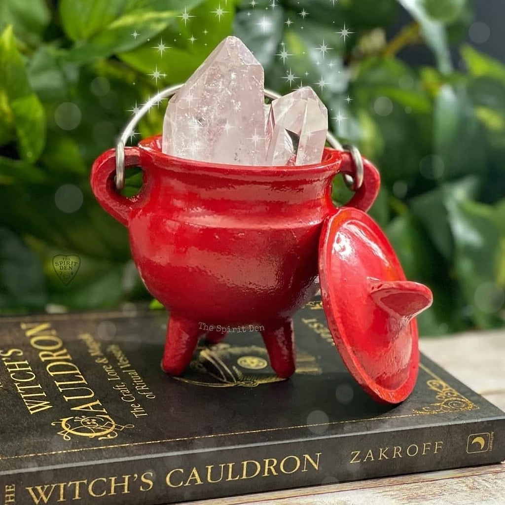 Red Cast Iron Cauldron
