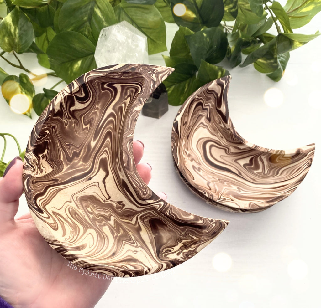 Wood Moon Bowl | Light Brown Marbled Finish