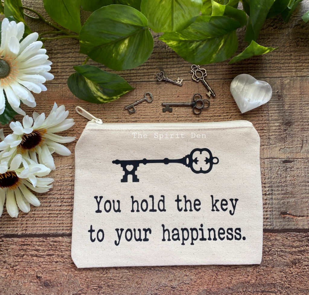 You Hold The Key To Your Happiness Vintage Key Canvas Zipper Bag - The Spirit Den