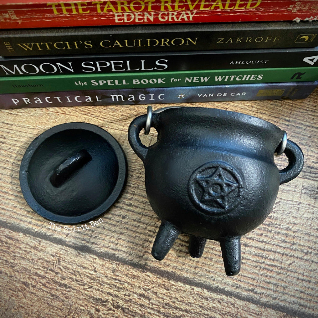 Pentacle Cauldron - Black Cast Iron - The Spirit Den