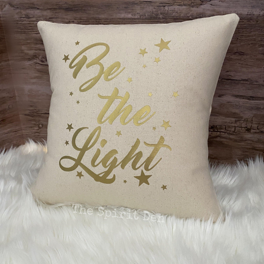 Be the Light Cotton Canvas Natural Pillow - The Spirit Den