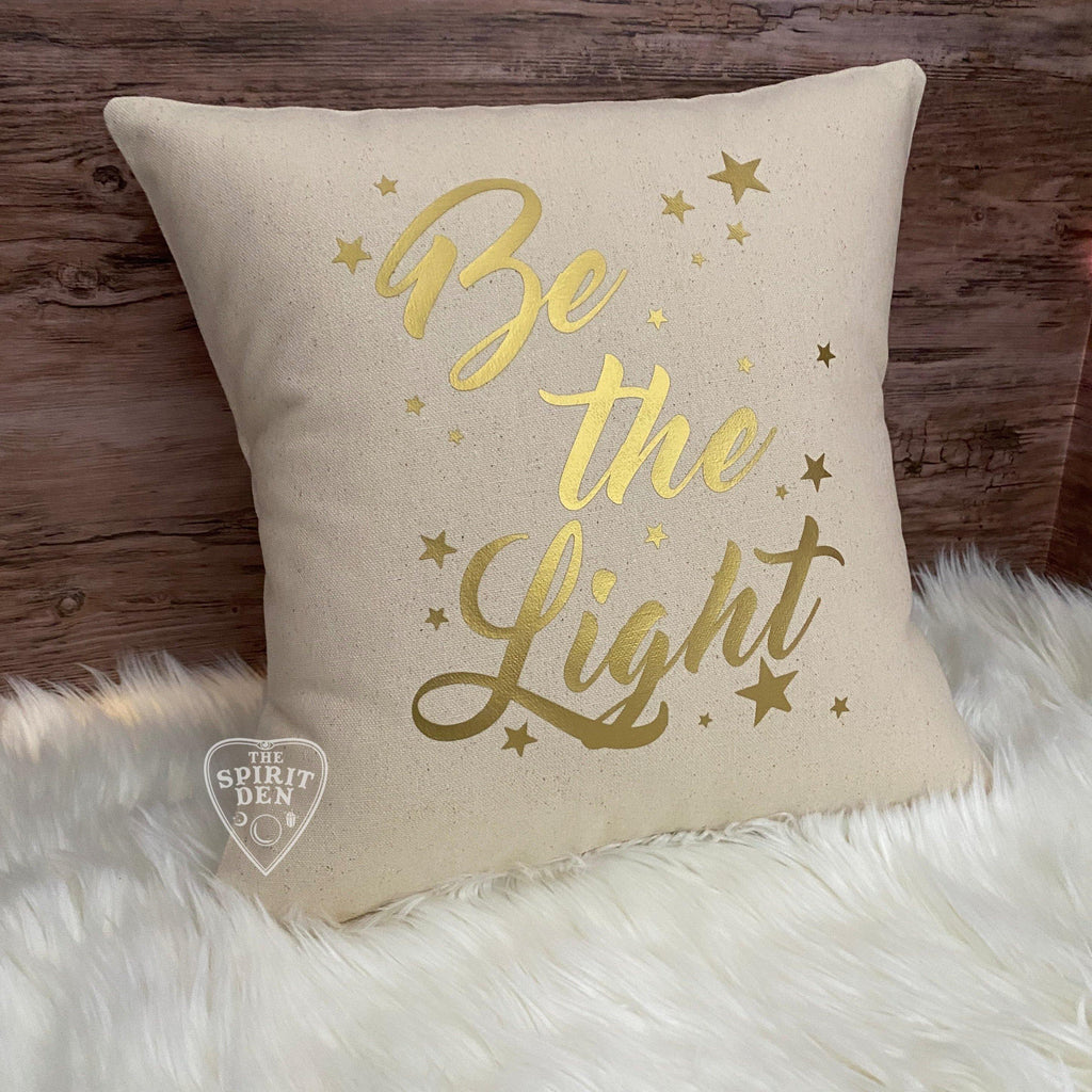 Be the Light Cotton Canvas Natural Pillow - The Spirit Den