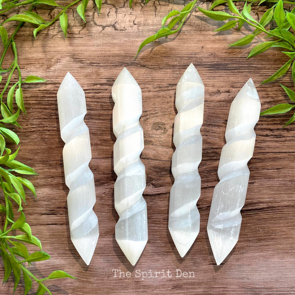Selenite Spiral Wand (Double Terminated)