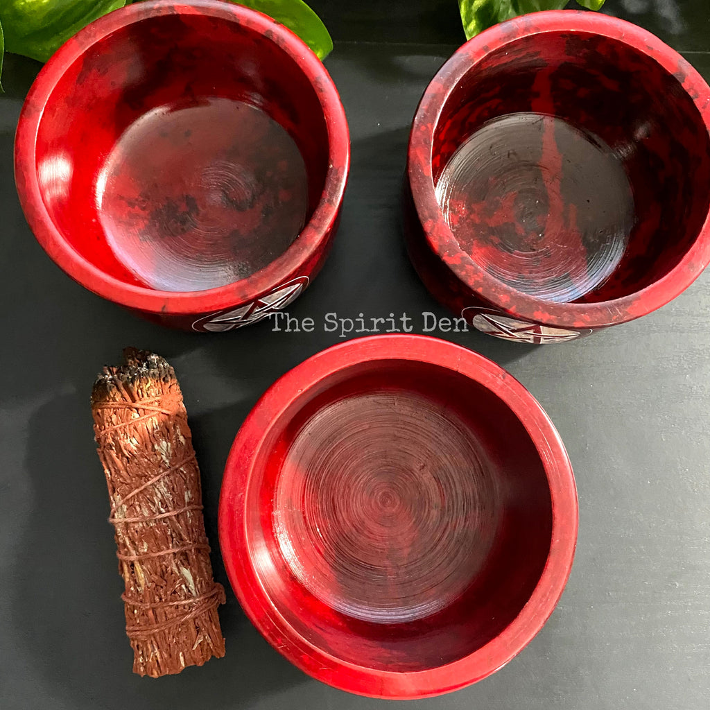 Red Pentacle Soapstone Burner Bowl