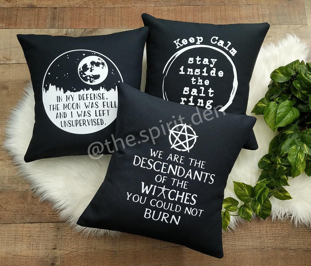 We are the Descendants of the Witches You Could Not Burn Cotton Black Pillow | Pillow Cover - The Spirit Den