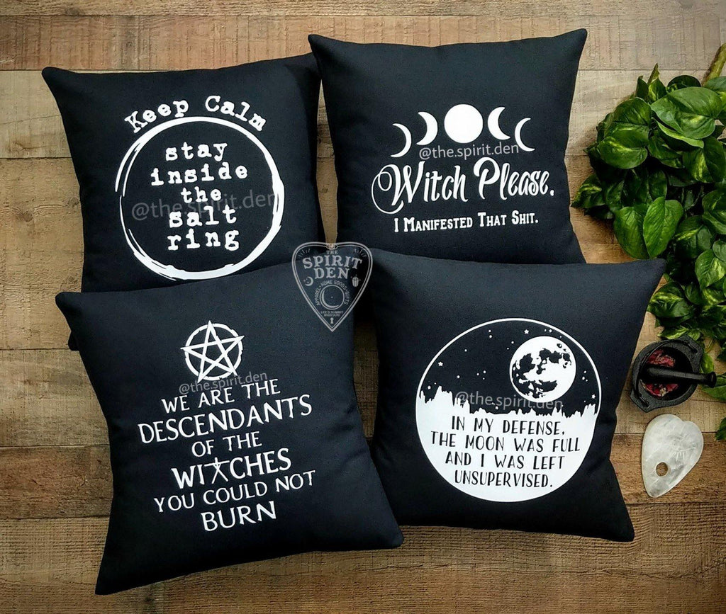 Witch Please I Manifested That Shit Cotton Black Pillow | Pillow Cover - The Spirit Den