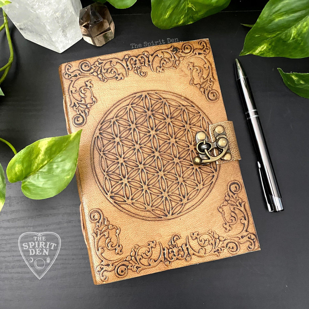 Flower Of Life Leather Journal - The Spirit Den