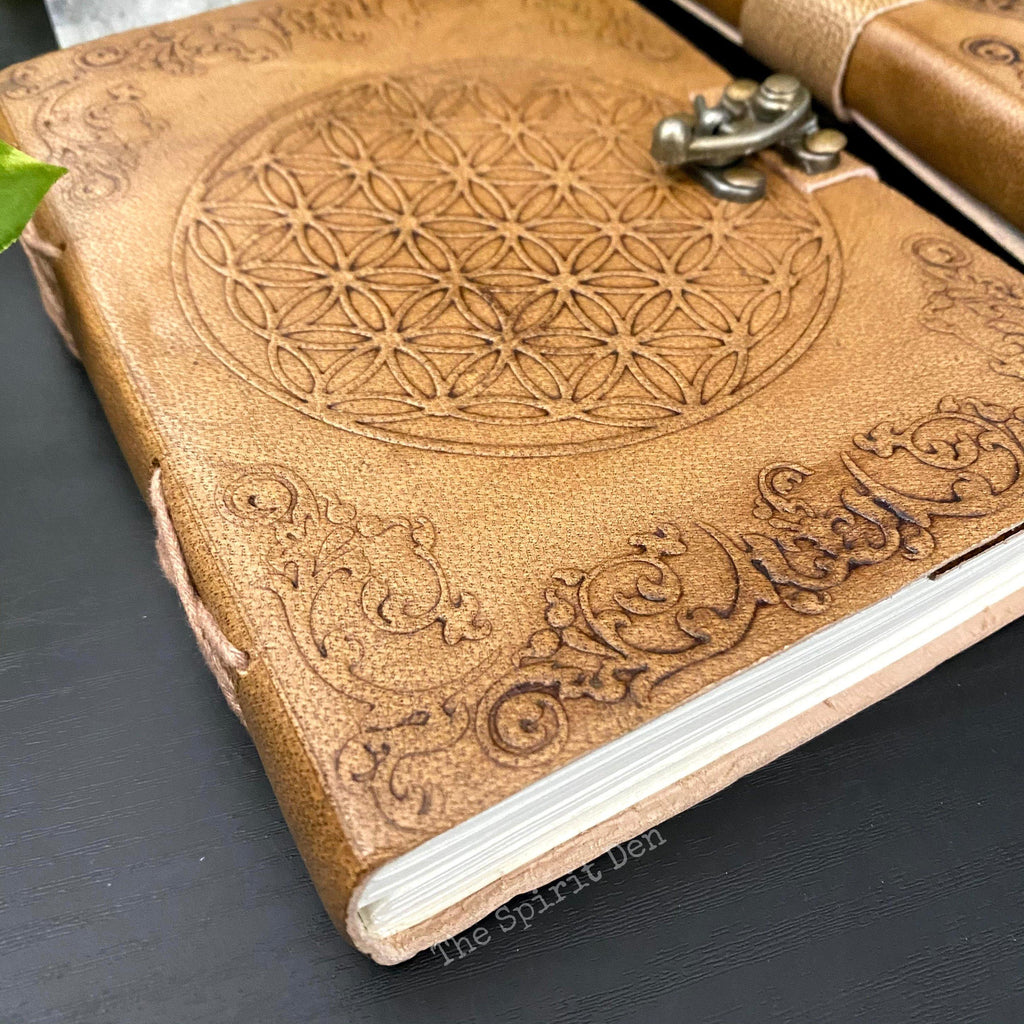 Flower Of Life Leather Journal - The Spirit Den