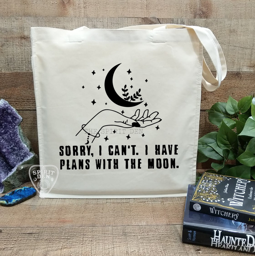 Sorry I Can't I Have Plans With The Moon Canvas Market Tote Bag