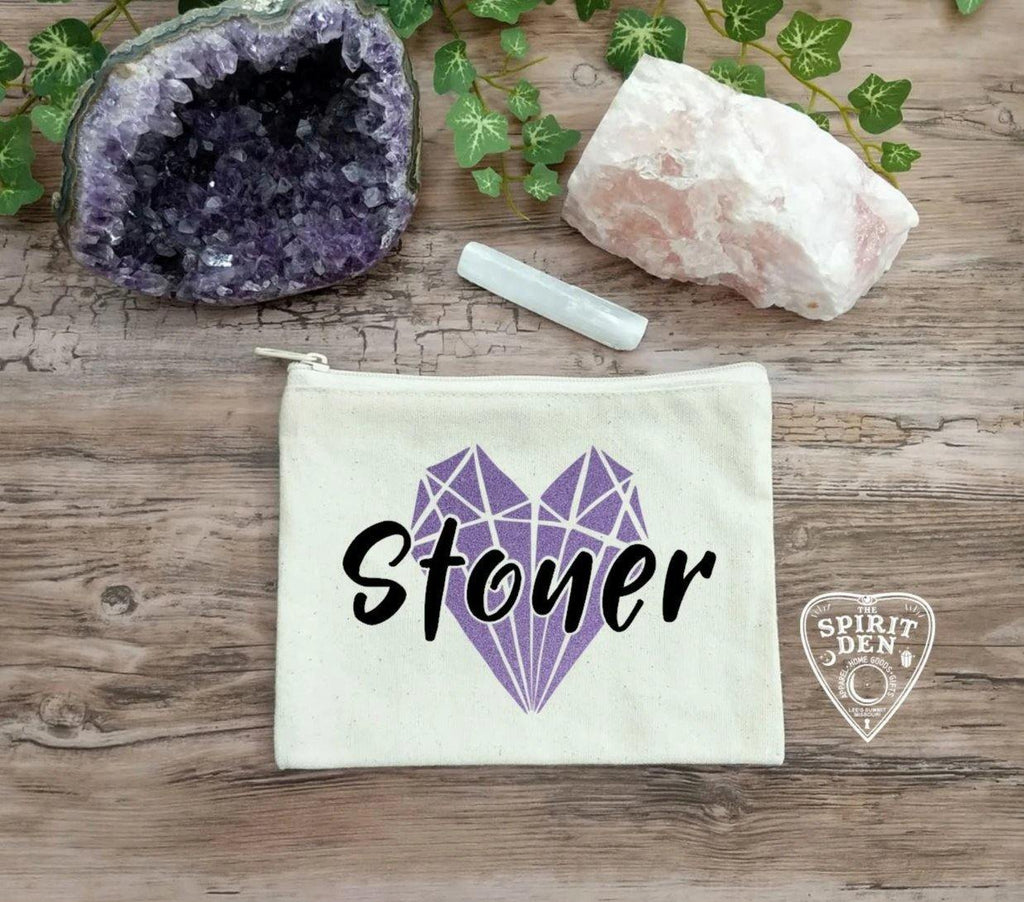 Stoner Heart Crystal Canvas Zipper Bag - The Spirit Den