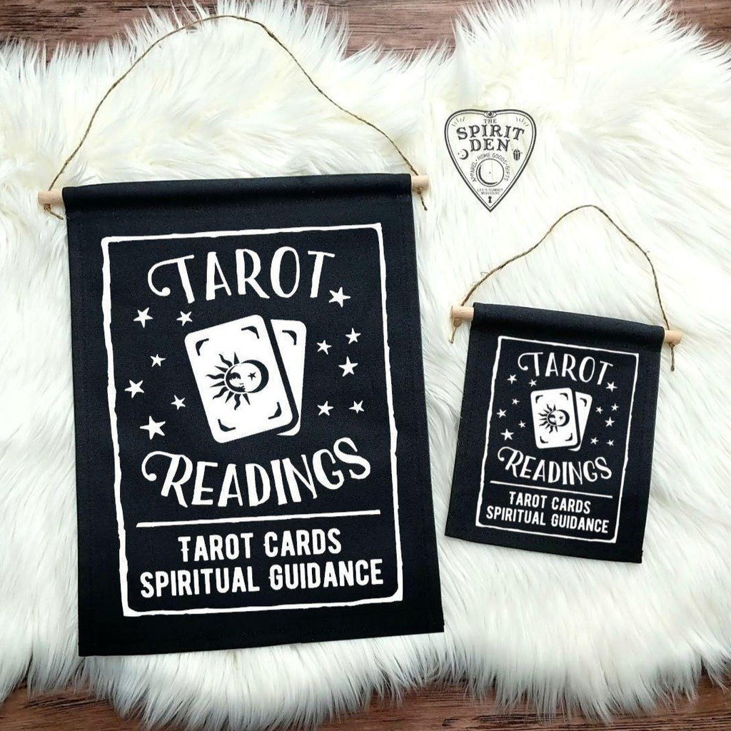Tarot Readings Tarot Cards Spiritual Guidance Black Canvas Wall Banner - The Spirit Den