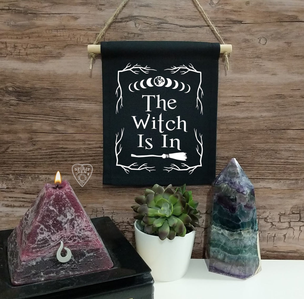The Witch Is In Black Canvas Banner
