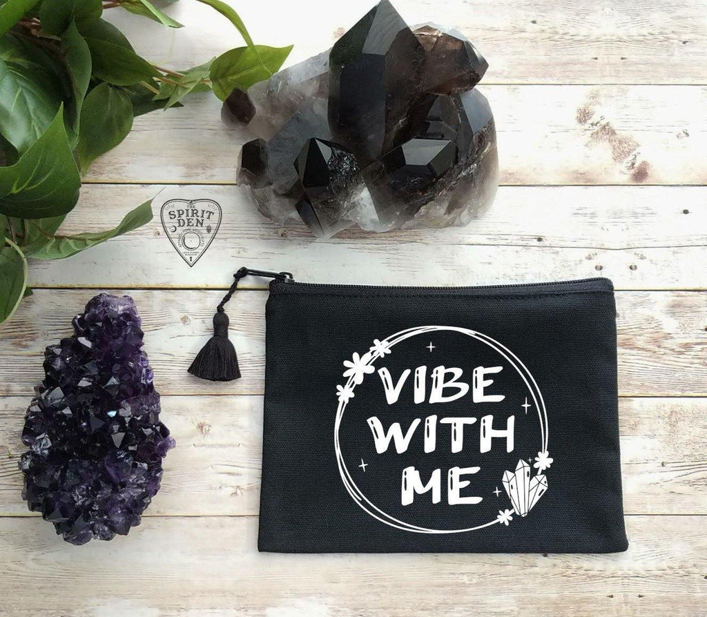 Vibe With Me Black Canvas Zipper Bag - The Spirit Den