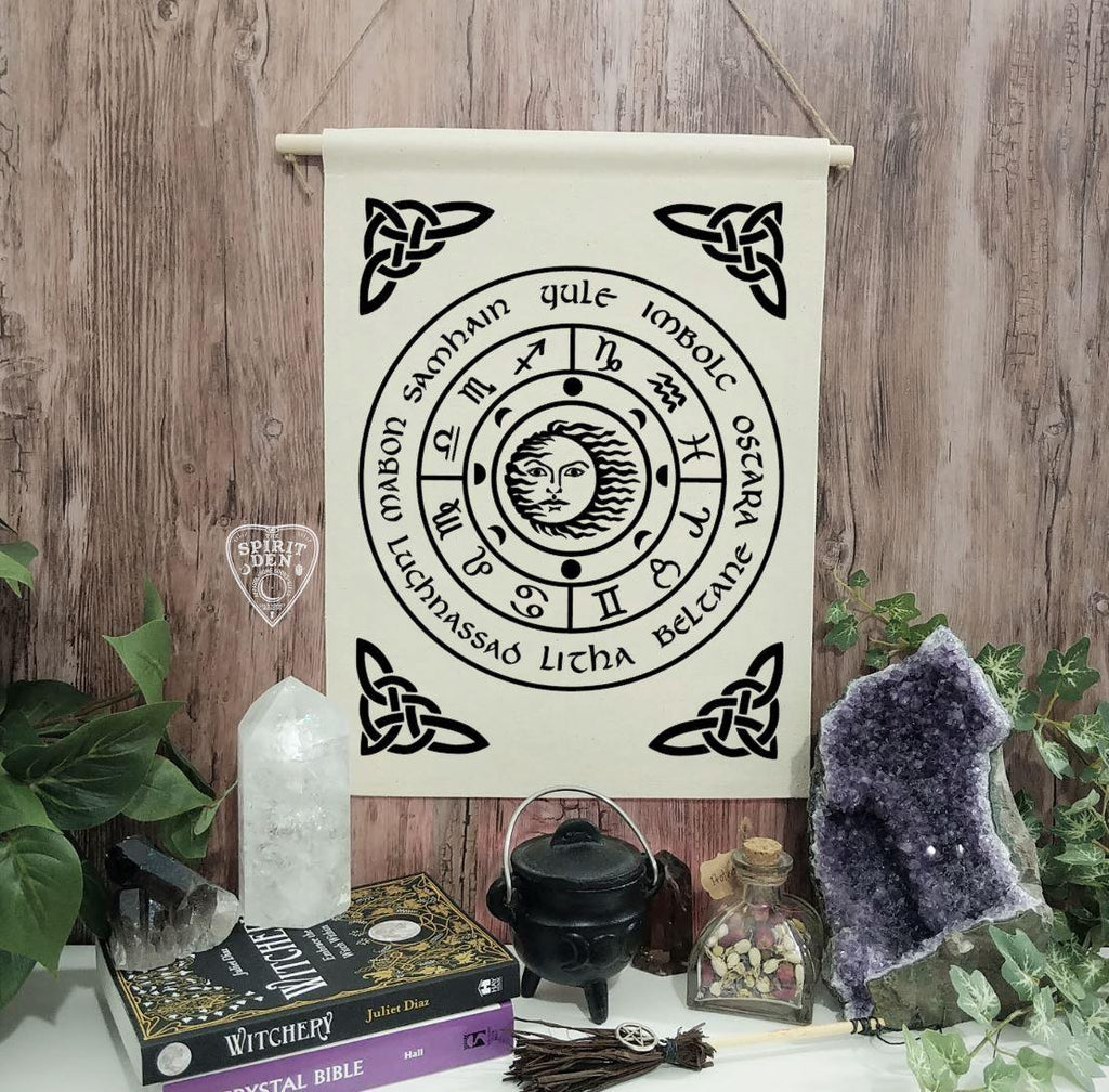 Wheel of the Year Canvas Wall Banner - The Spirit Den