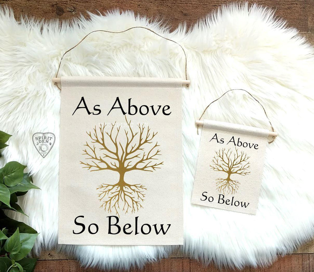 As Above So Below Tree of Life Cotton Canvas Wall Banner - The Spirit Den