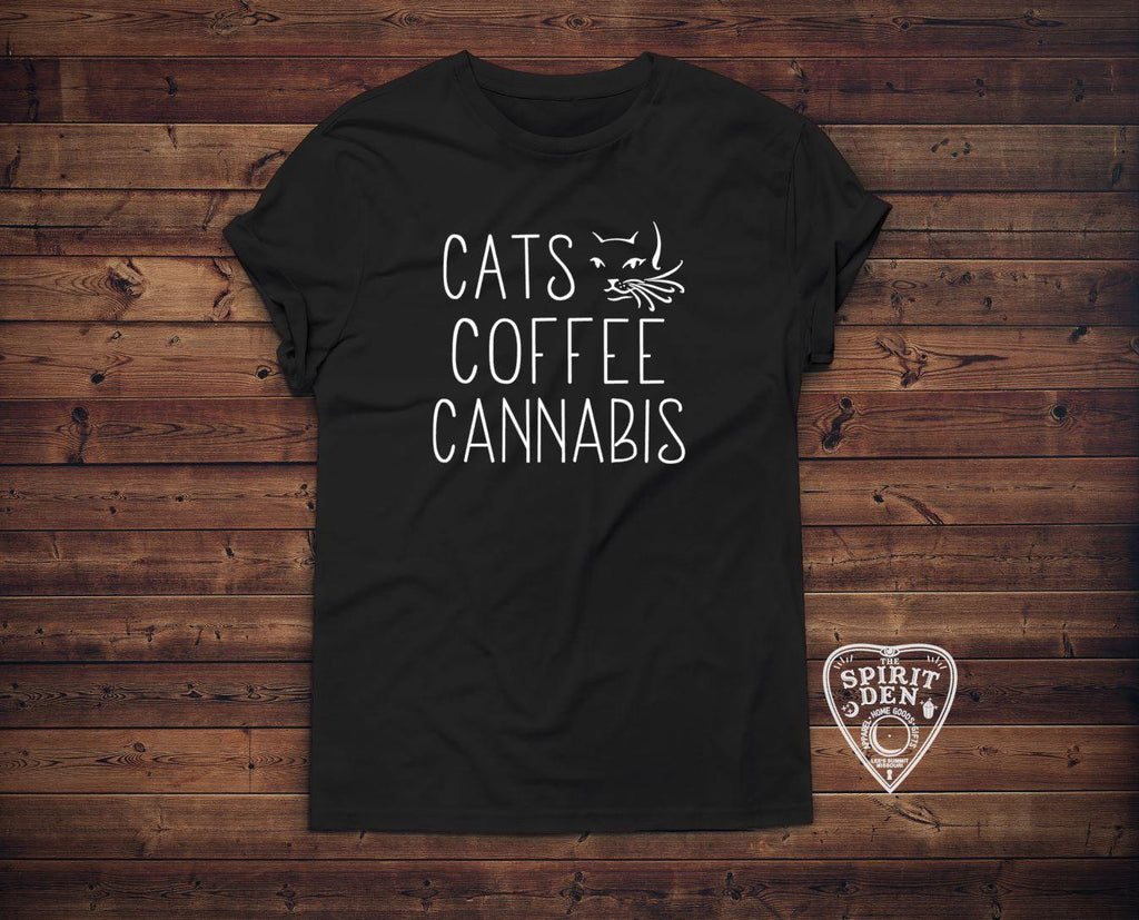 Cats Coffee Cannabis T-Shirt - The Spirit Den