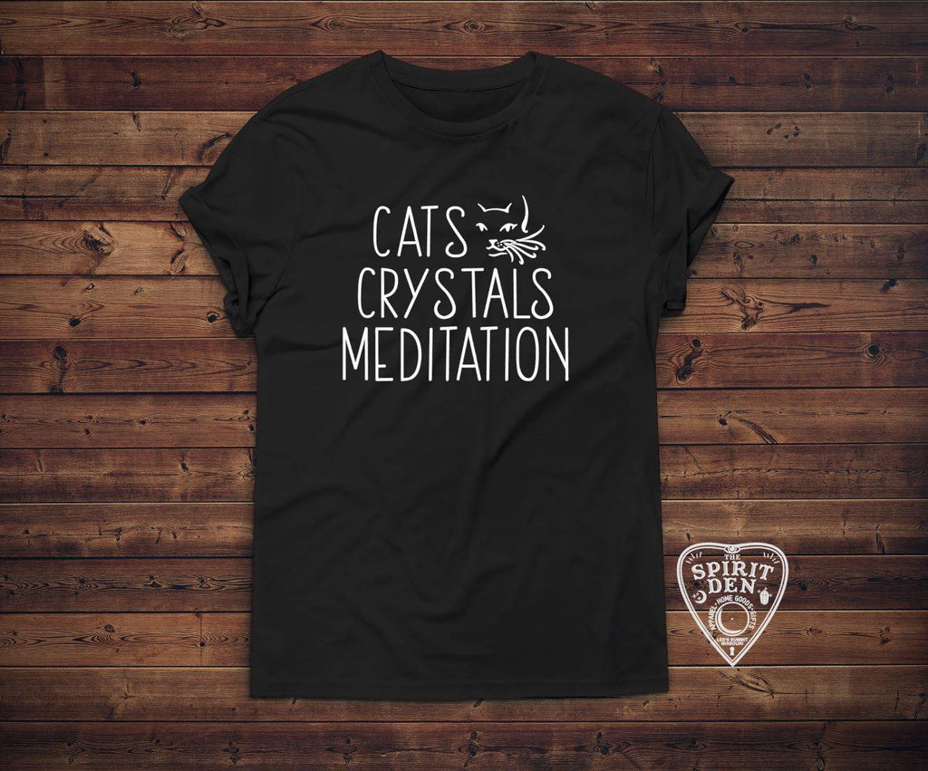 Cats Crystals Meditation T-Shirt - The Spirit Den