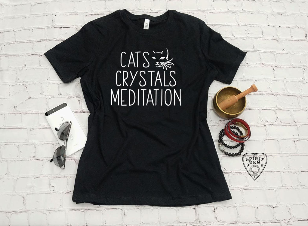 Cats Crystals Meditation T-Shirt - The Spirit Den