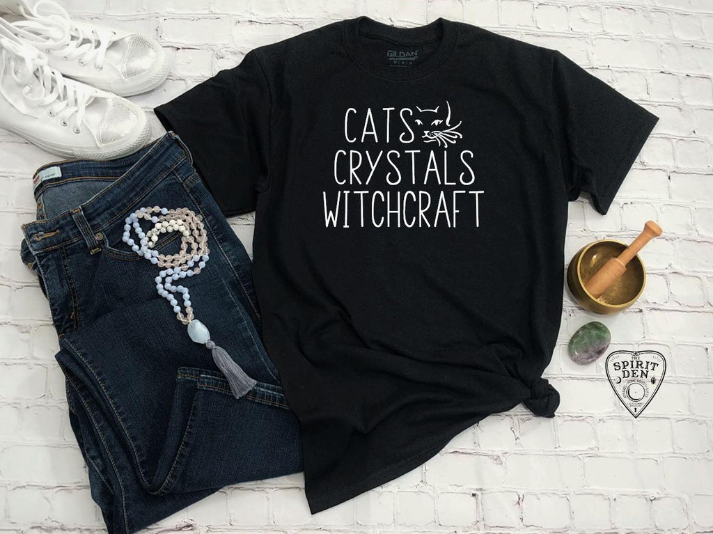 Cats Crystals Witchcraft T-Shirt - The Spirit Den