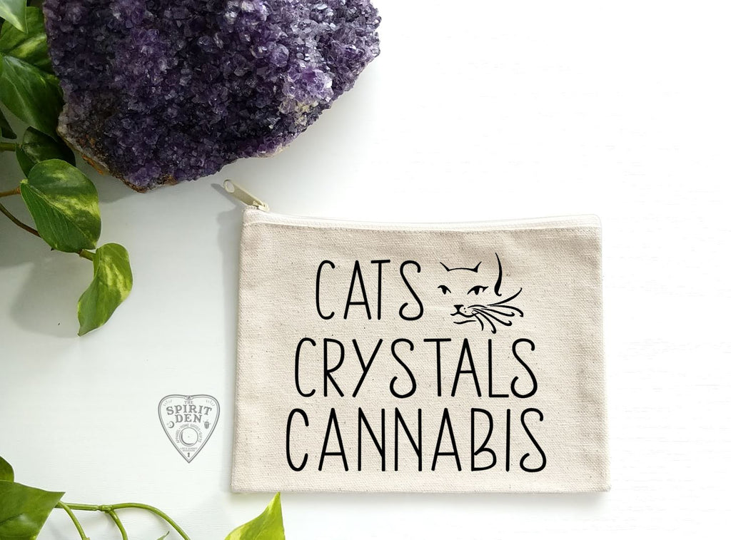 Cats Crystals Cannabis Canvas Zipper Pouch