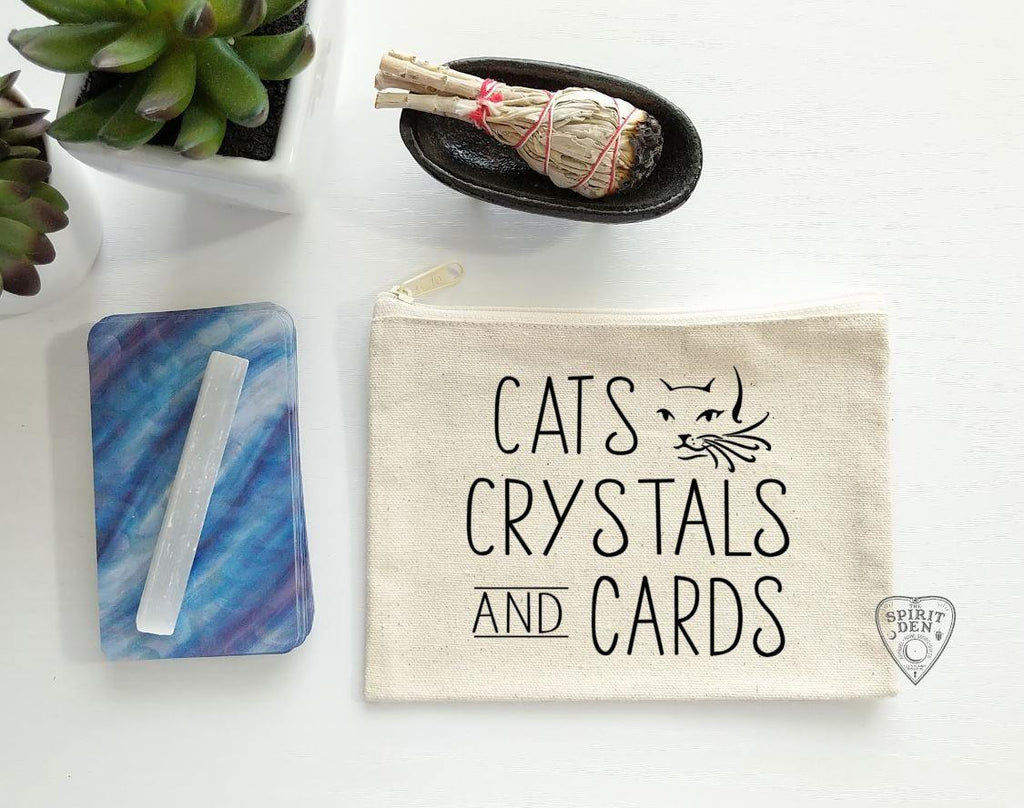 Cats Crystals And Cards Canvas Zipper Bag - The Spirit Den