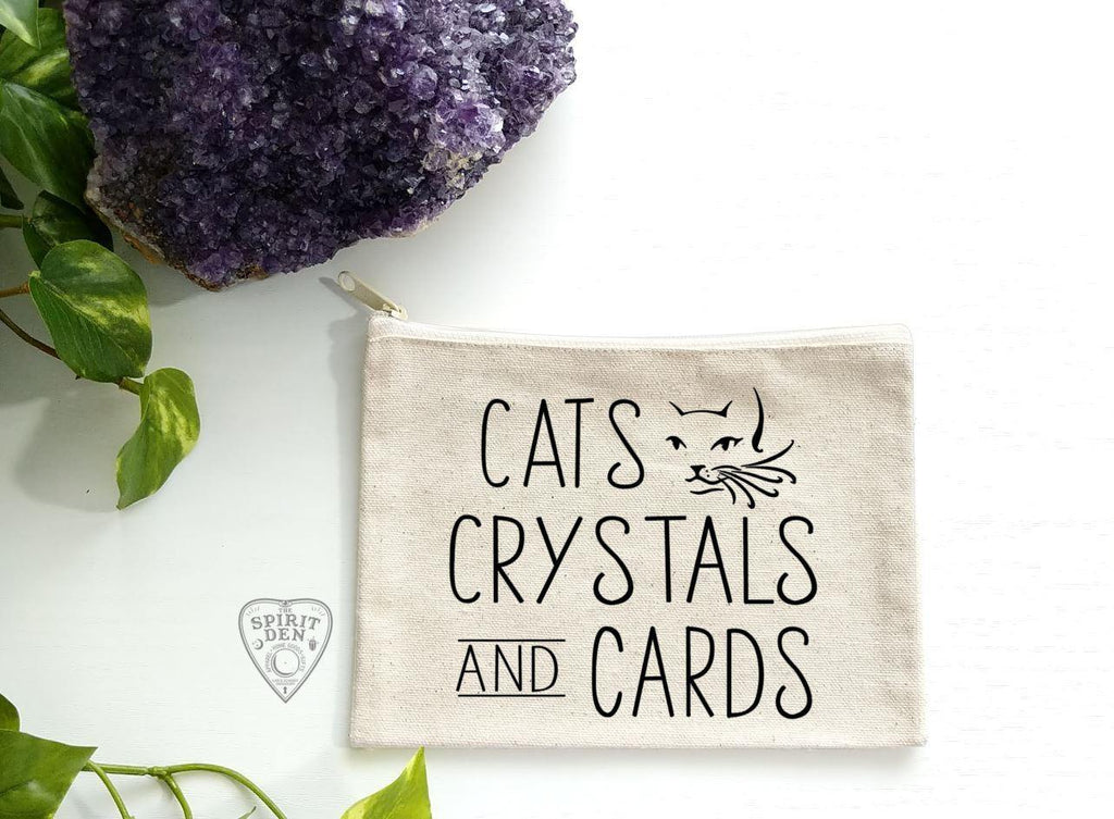 Cats Crystals And Cards Canvas Zipper Bag - The Spirit Den