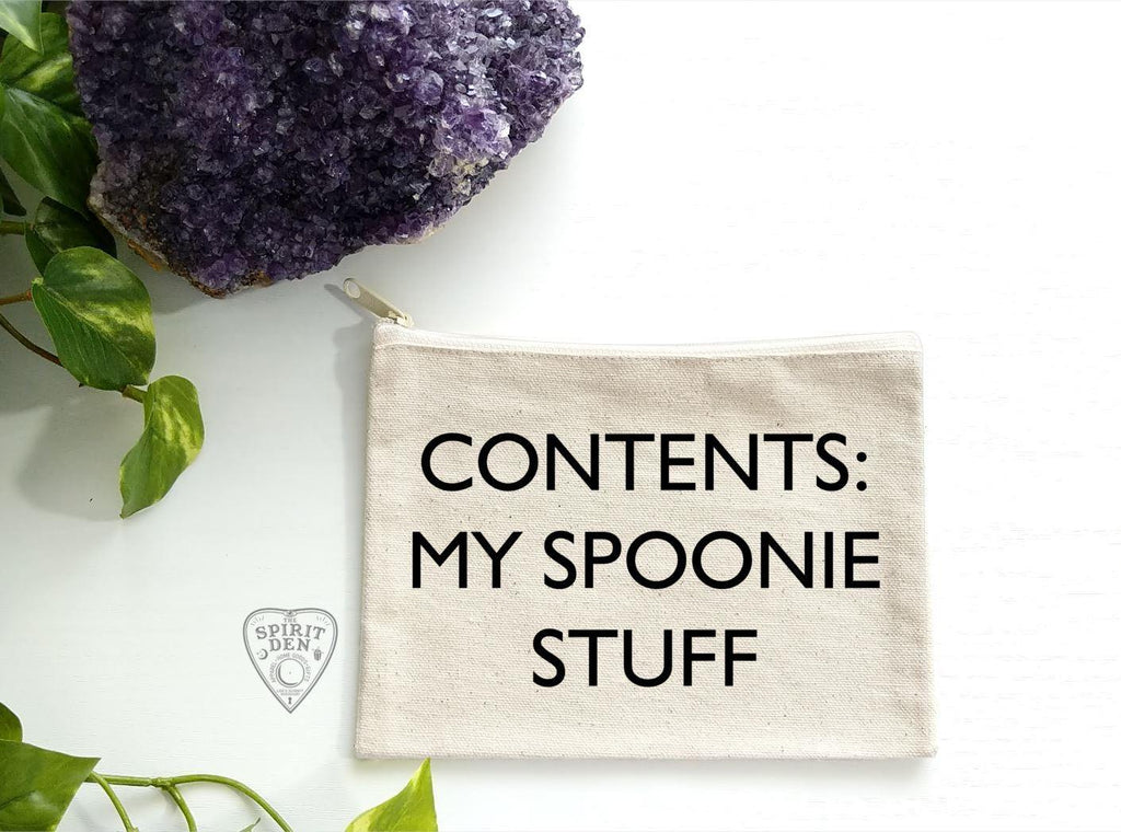 Contents: My Spoonie Stuff Canvas Zipper Bag - The Spirit Den