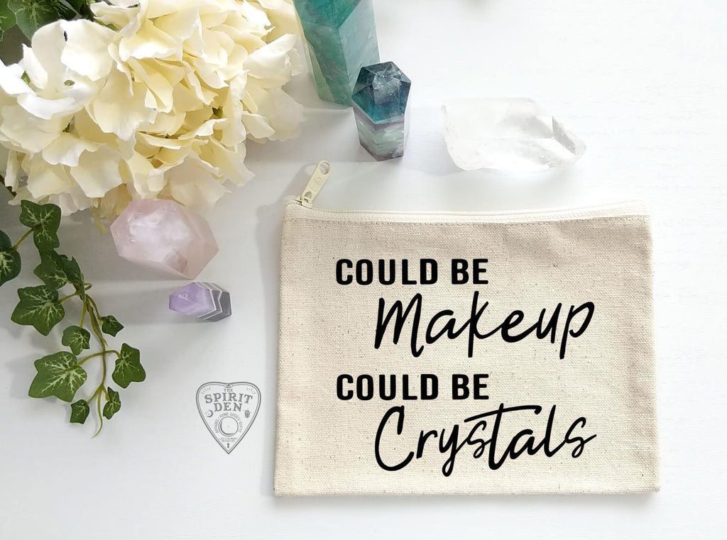 Could Be Makeup Could Be Crystals Natural Zipper Bag - The Spirit Den