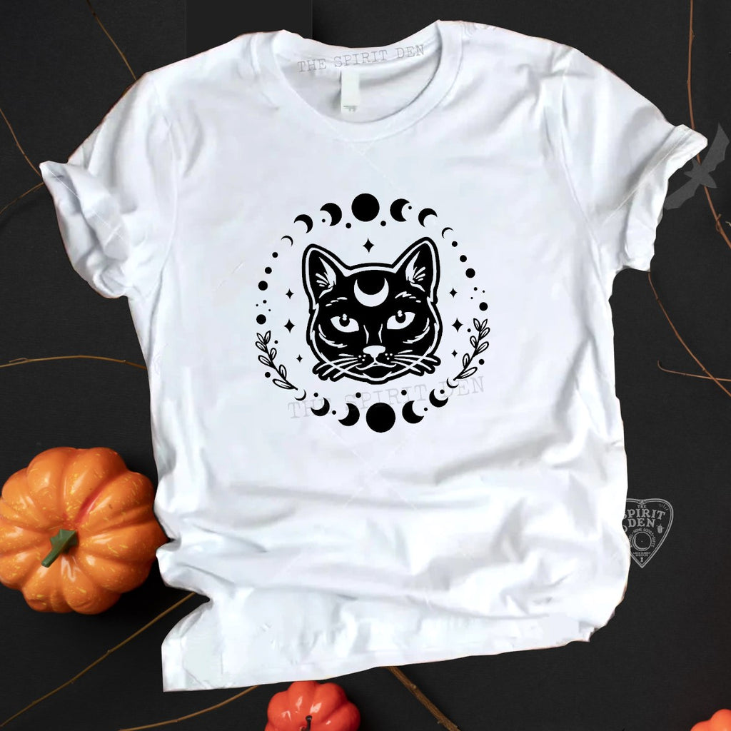 Cosmic Luna Cat White Unisex T-shirt