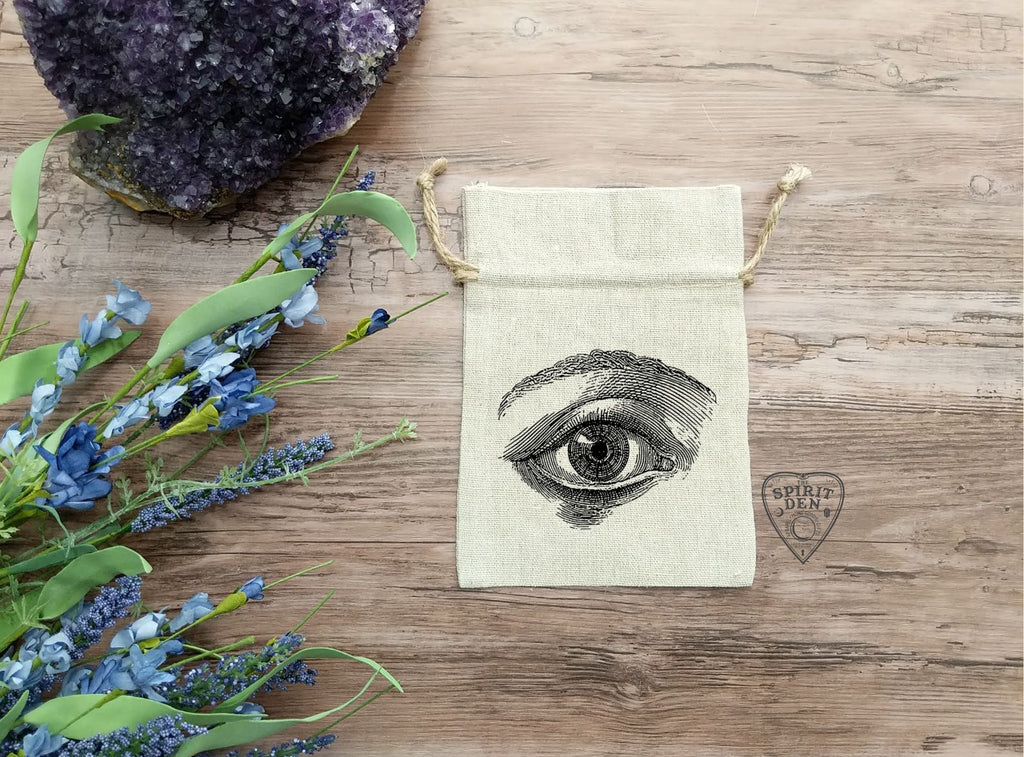 Eye of Truth Design Tarot Drawstring Cotton Linen Bag