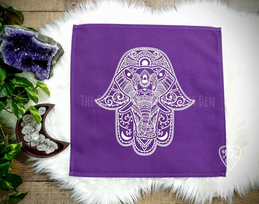 Hamsa Purple Altar/Tarot Cloth - The Spirit Den
