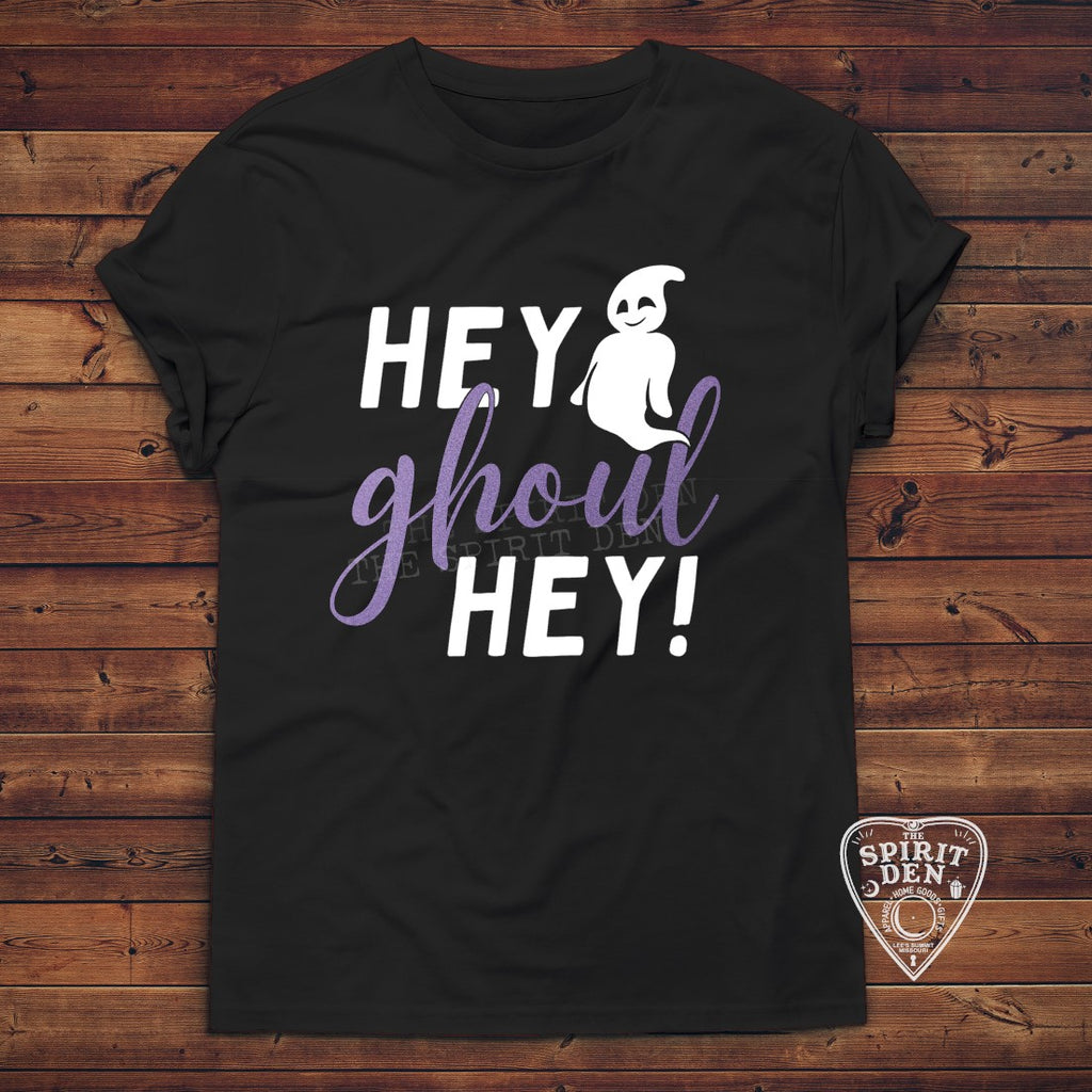Hey Ghoul Hey! T-Shirt (Purple & White Design)