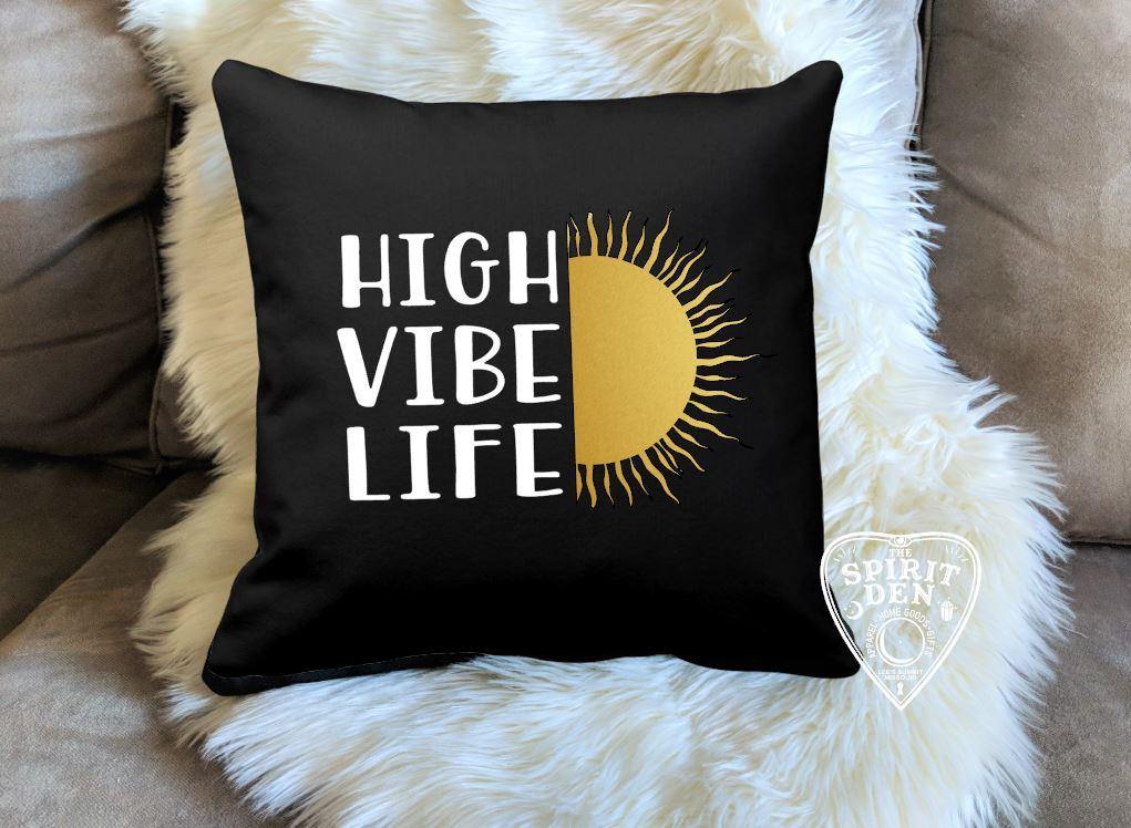 High Vibe Life Sun Black Pillow - The Spirit Den