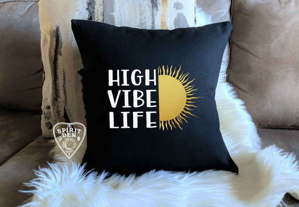 High Vibe Life Sun Black Pillow - The Spirit Den