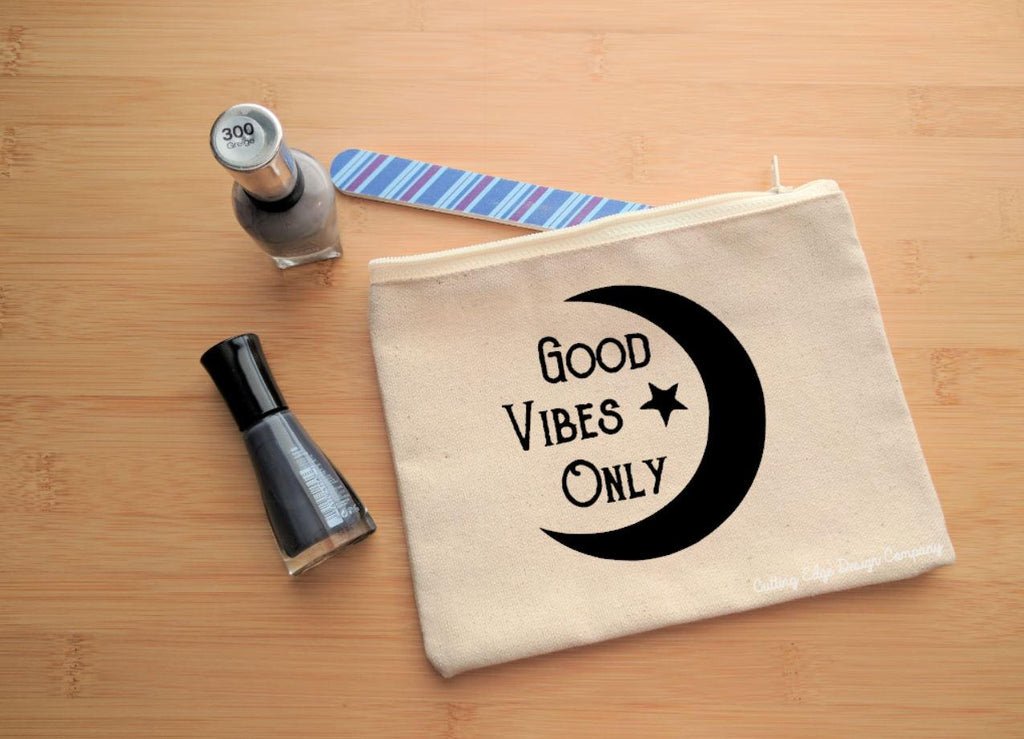 Good Vibes Only Moon Canvas Zipper Bag 