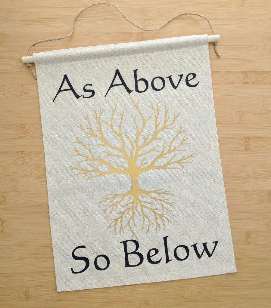 As Above So Below Tree of Life Cotton Canvas Wall Banner 