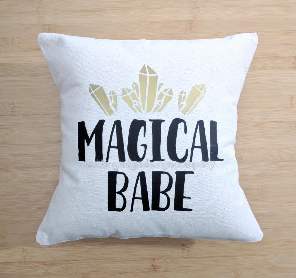 Magical Babe Cotton Canvas Natural Pillow 