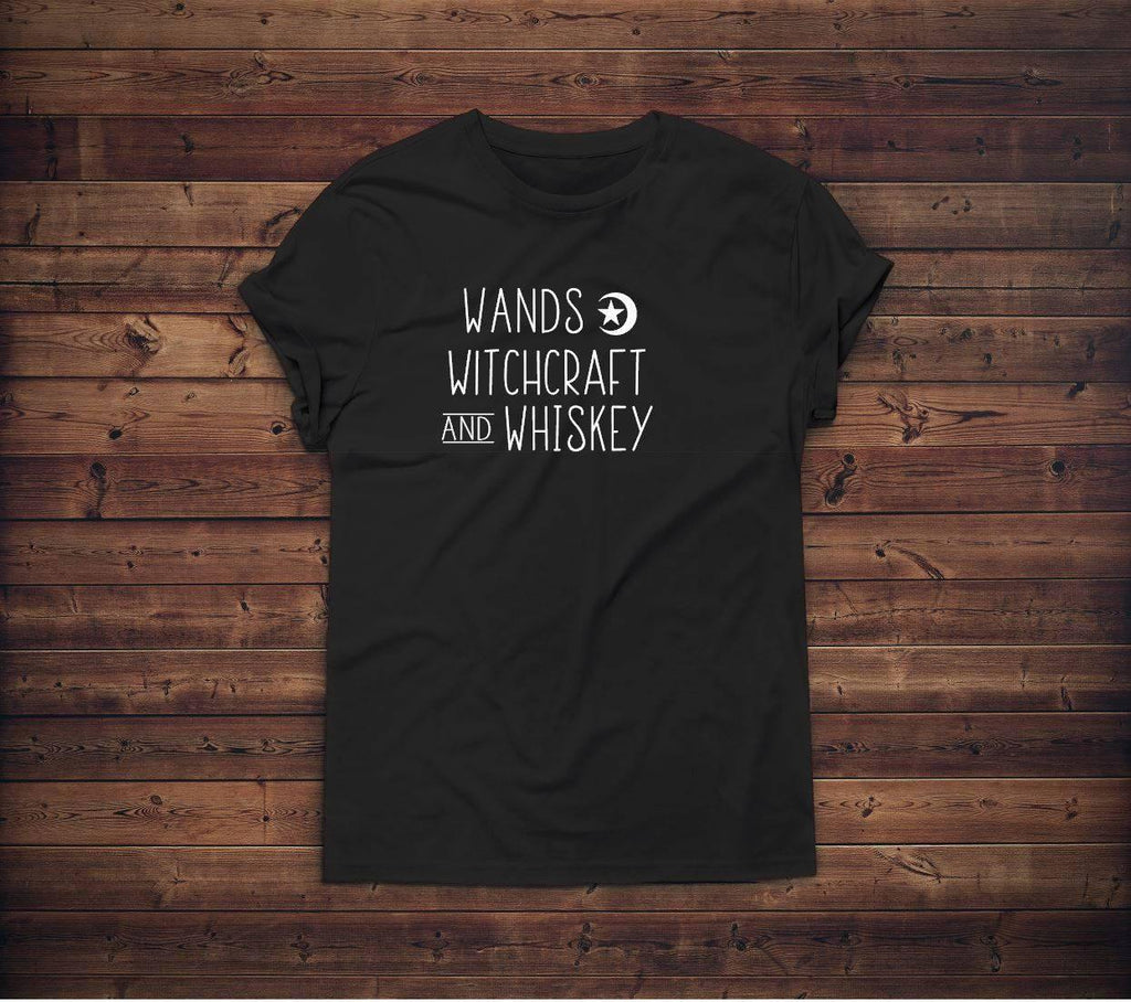 Wands Witchcraft and Whiskey T-Shirt - The Spirit Den