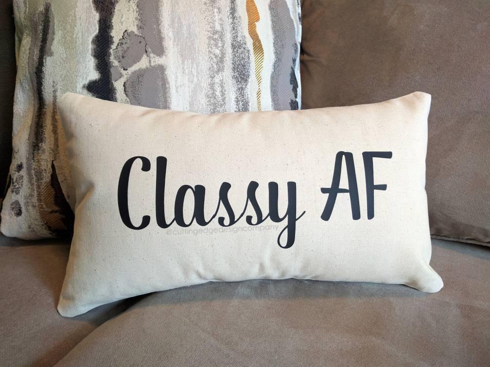 Classy AF Cotton Canvas Lumbar Pillow 