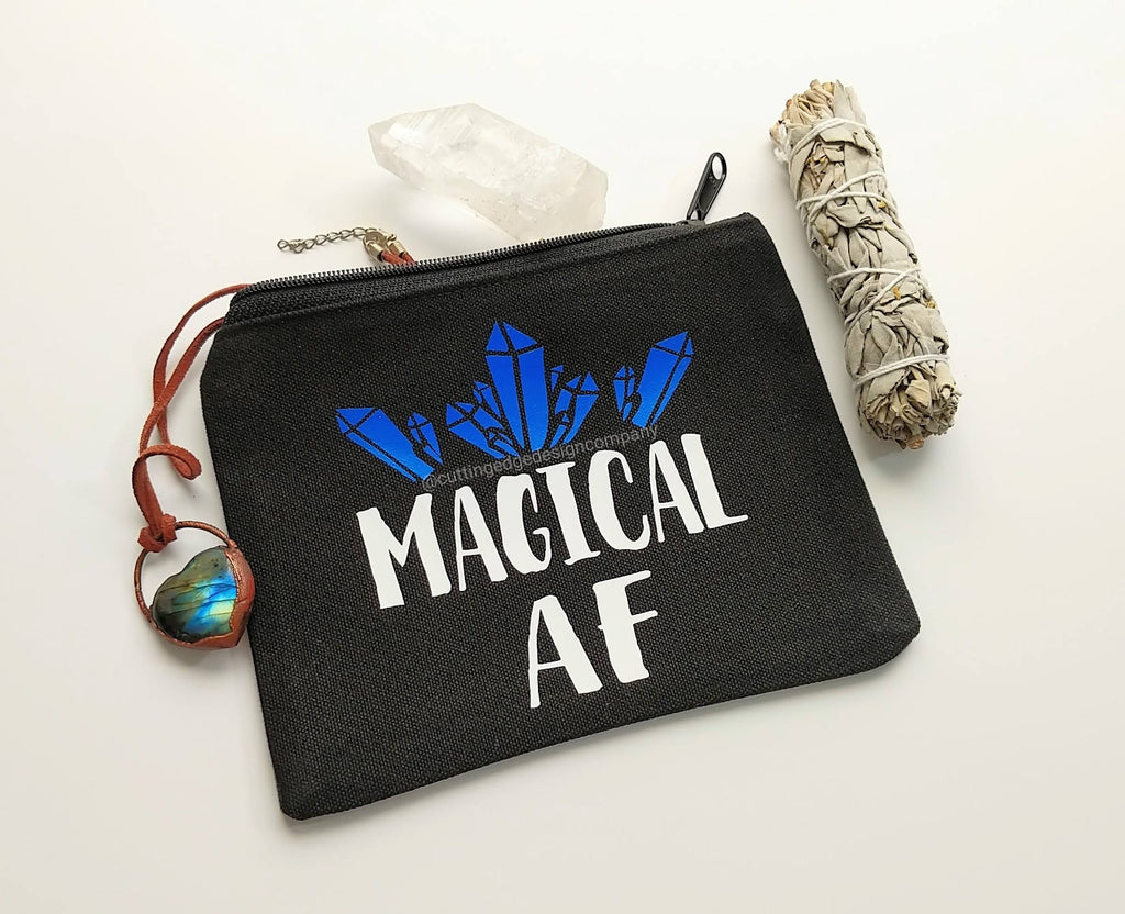 Magical AF Black Canvas Zipper Bag 