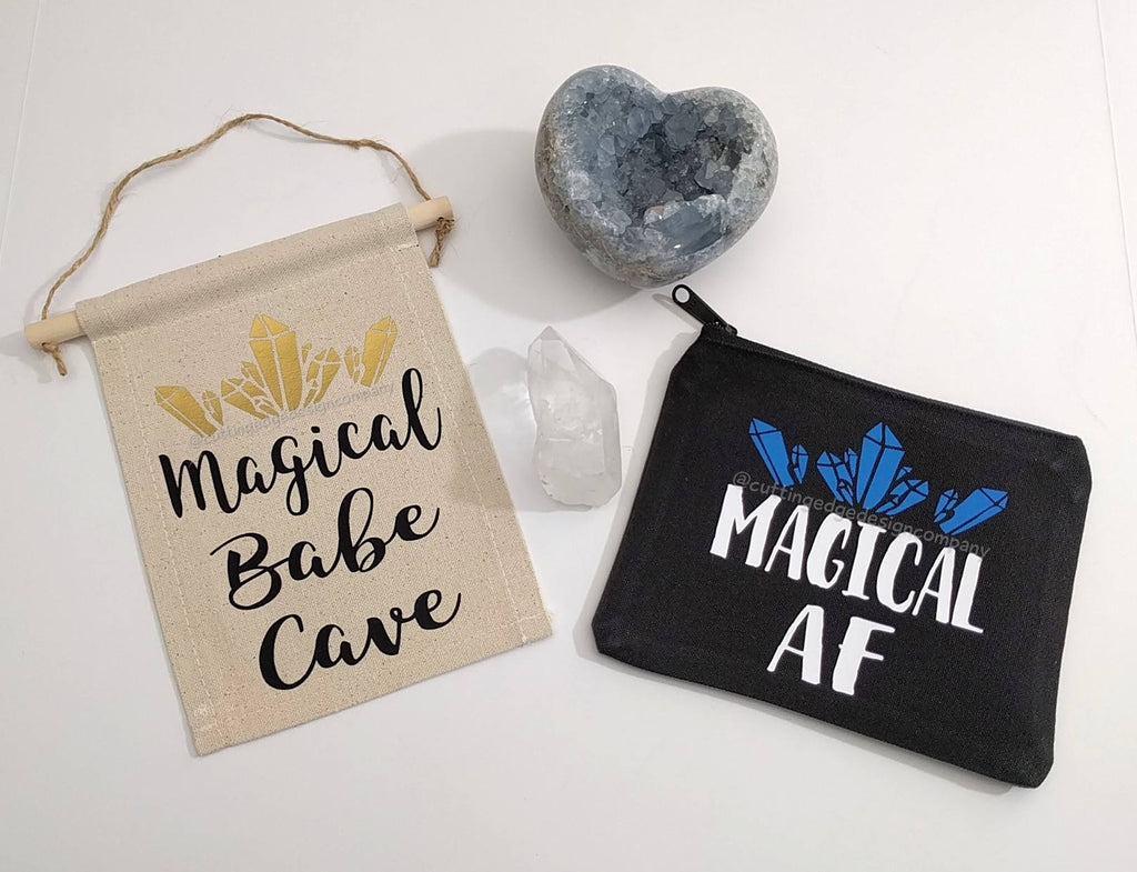 Magical AF Black Canvas Zipper Bag 