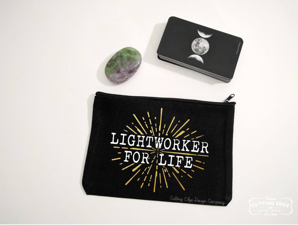 Lightworker For Life Black Canvas Zipper Bag 