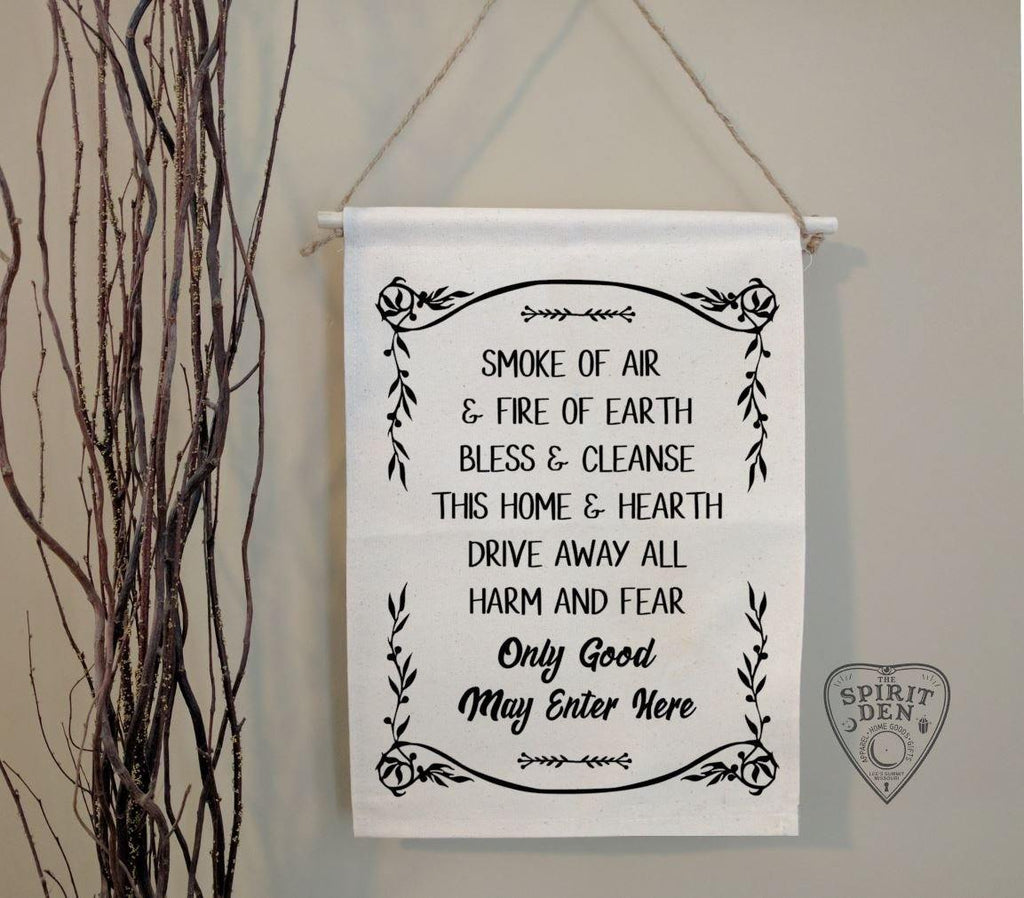 Home Blessing Only Good May Enter Here Cotton Canvas Wall Banner 