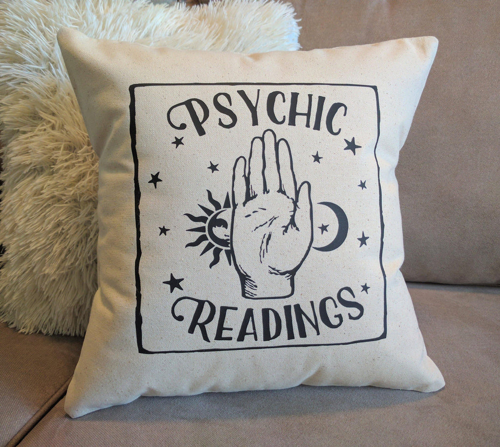 Psychic Readings Cotton Canvas Natural Pillow 