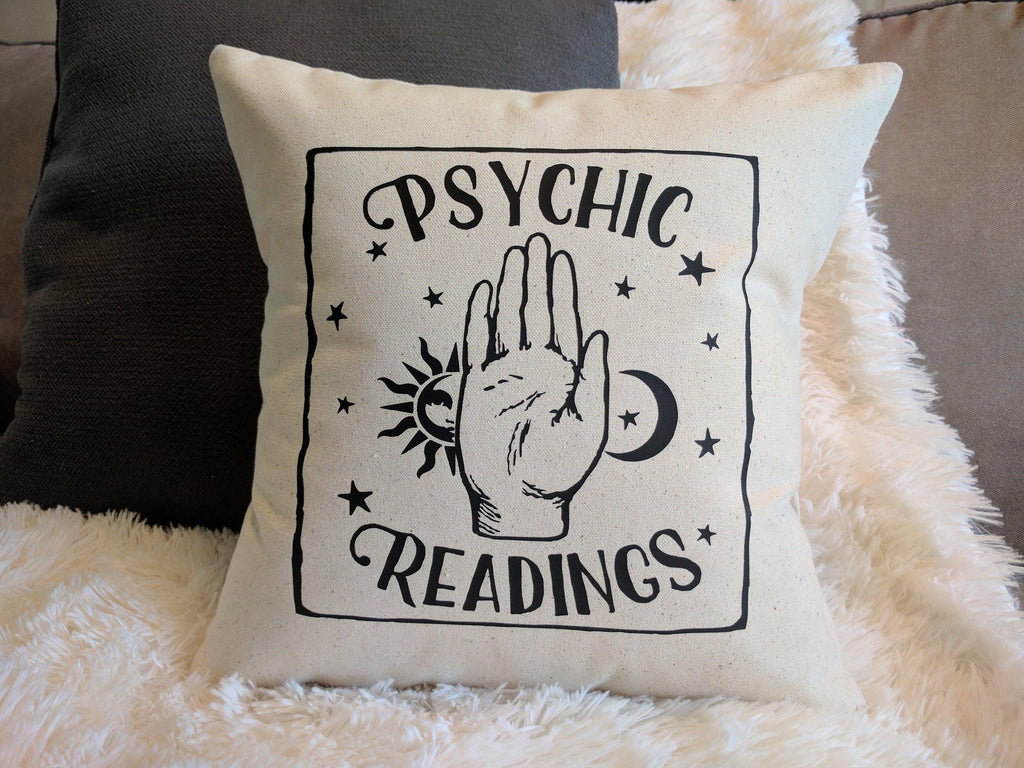 Psychic Readings Cotton Canvas Natural Pillow 