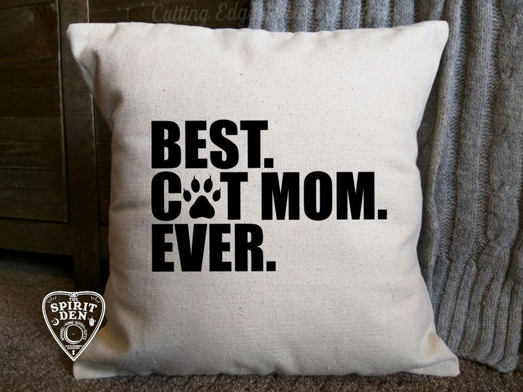 Best Cat Mom Ever Cotton Canvas Natural Pillow 